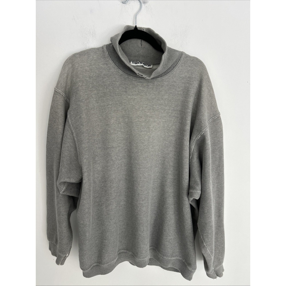 Storm Beach Café‎ Men's Medium Long Sleeve Distressed Neck Line Gray Relaxed Fit